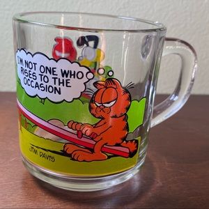 Vintage McDonalds Garfield Cartoon Clear Glass Coffee Mug